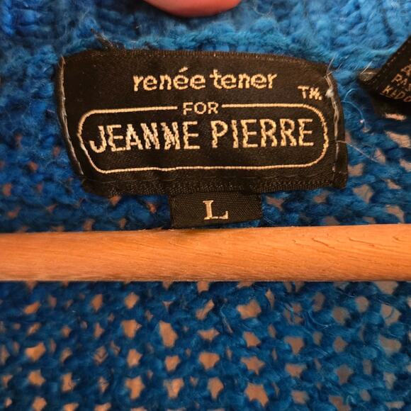 Jeanne Pierre Blue Knit Button-Up Top, Size L – For Casual Layering [0182] - Picture 5 of 8